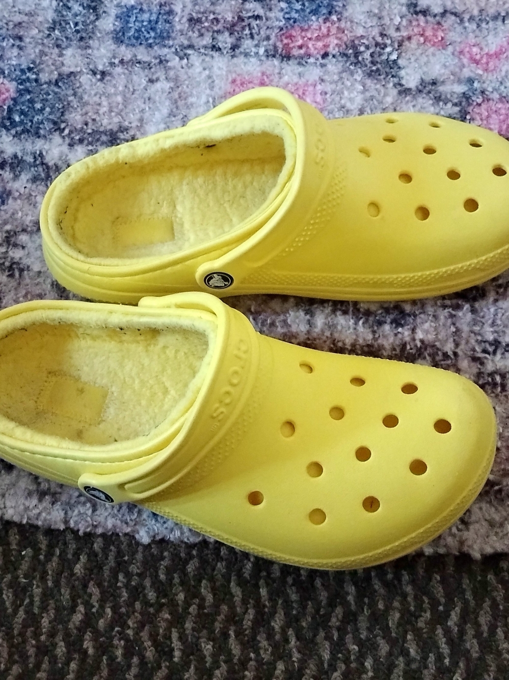 Adult Yellow Fleece-Lined Crocs Shoes
